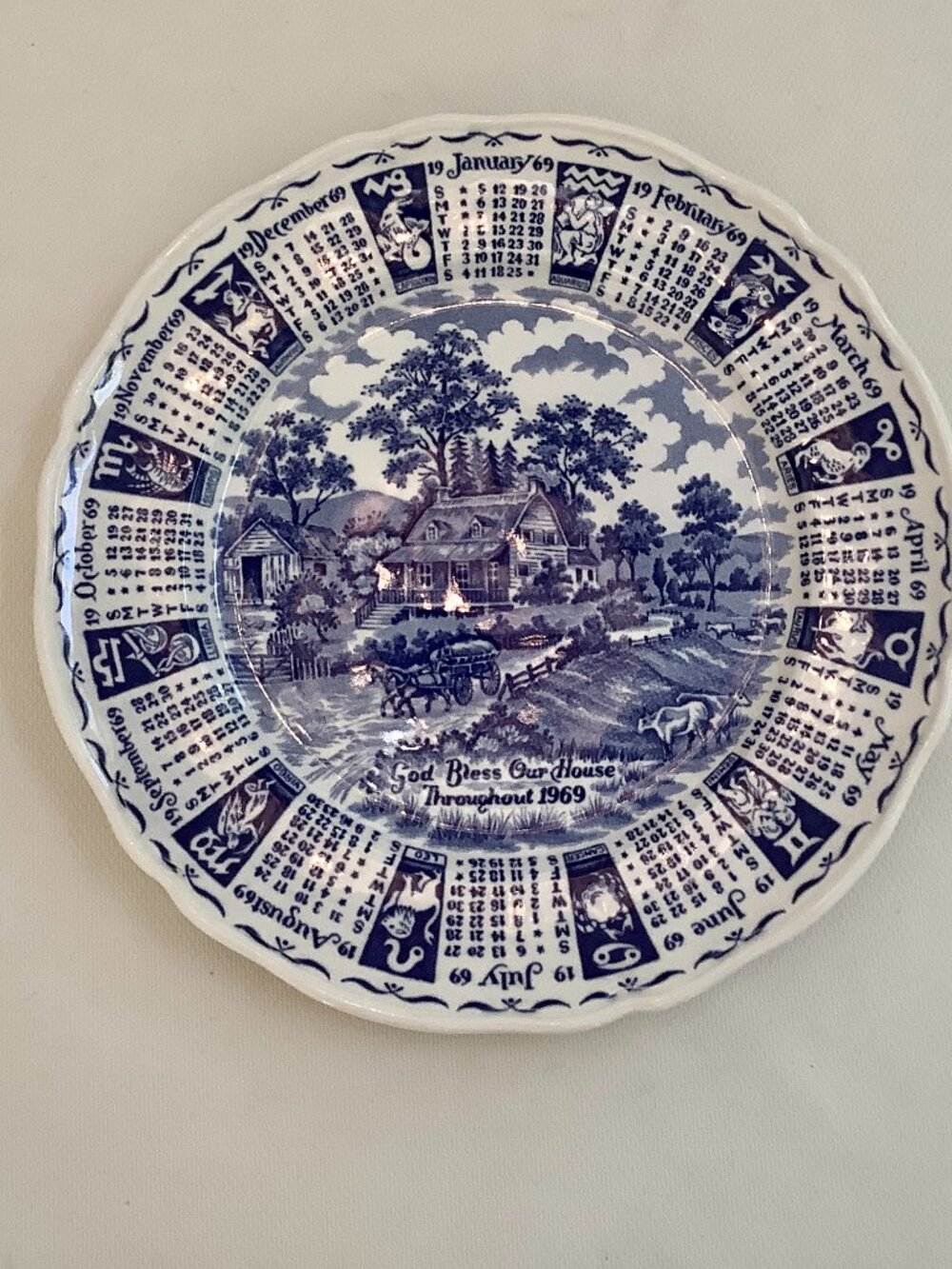 Vintage Collectable Calendar Plate 1969 Alfred Meakin Straffordshire England